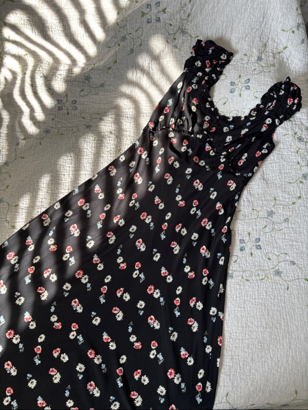 NWT Gap Floral Milkmaid Midi Dress Cottagecore Puff Sleeve Smocked M - Picture 2 of 12